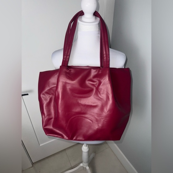 Neiman Marcus Faux Leather Plum Tote - Picture 5 of 6